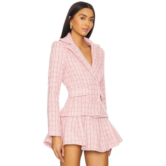 MORE TO COME Ashtyn Tweed Blazer in Baby Pink - Picture 2 of 5